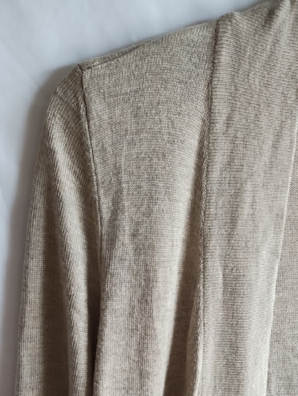 Chicos Women's Open-Front Long Cardigan - Beige - Picture 2 of 5